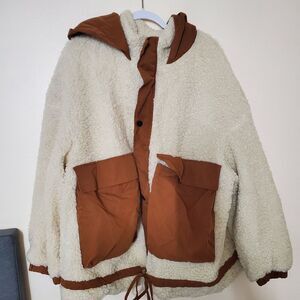Shein Deep Pile Fleece Jacket 3XL Hooded Pockets